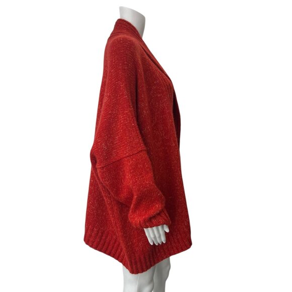 $1590 NWT Eskandar Red Orange Shawl Collar Cardigan Sweater one size - Picture 4 of 8